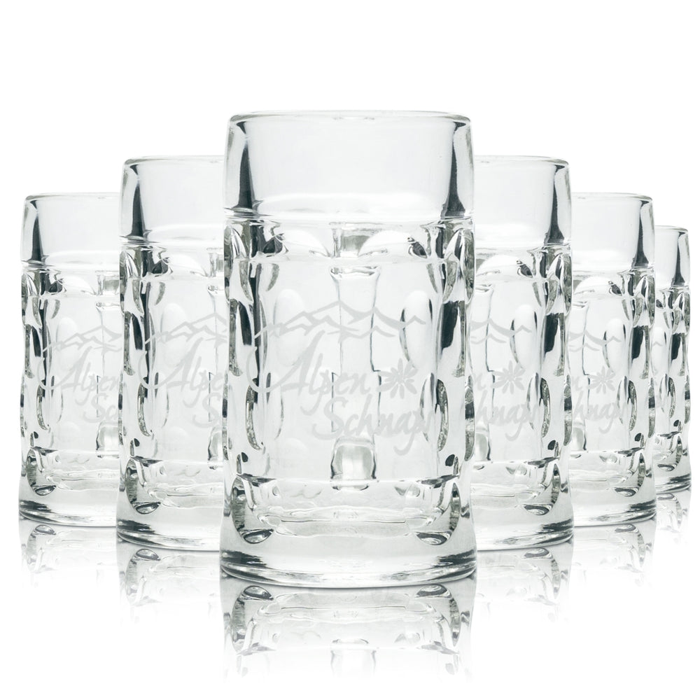 6x Alpenschnaps Steinbeisser Glas Mini Masskrug 4cl Schnaps Kurze Shot Gläser Stamper