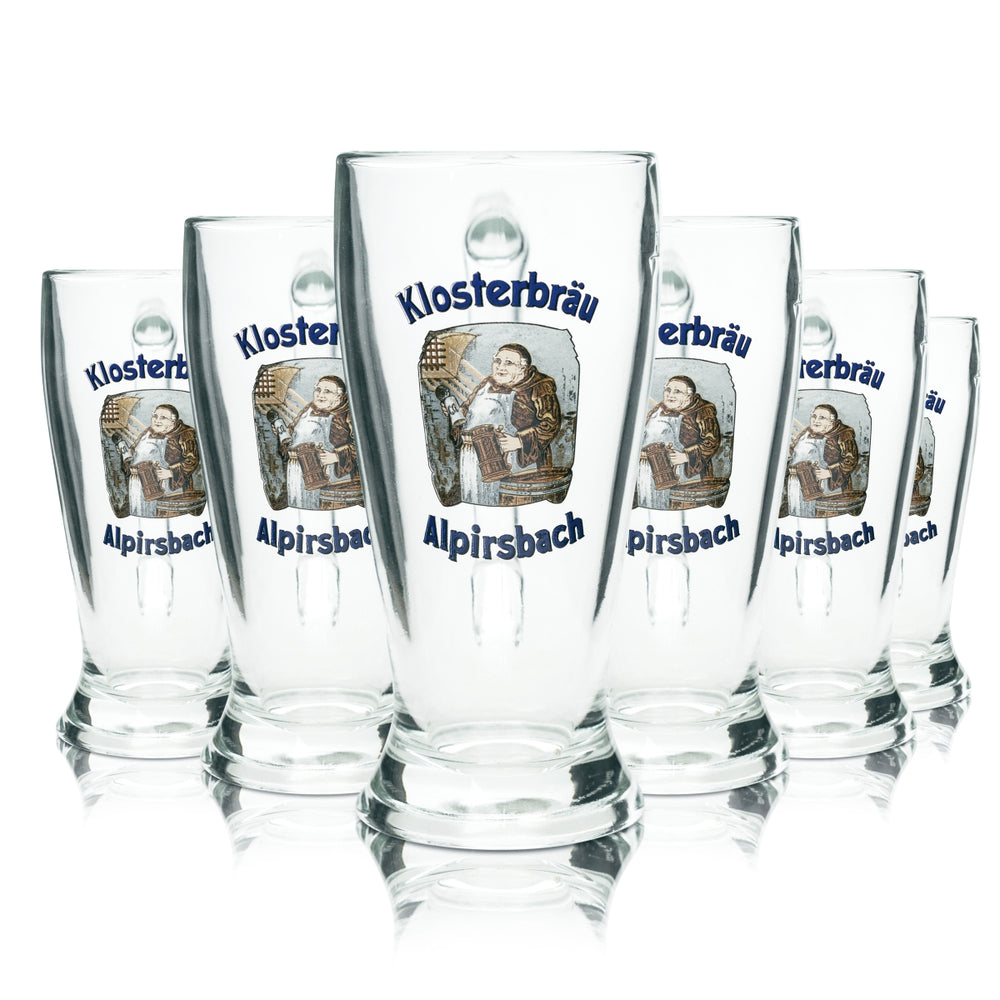 6x Alpirsbacher Bier Glas 0,5l Weißbier Krug Klosterbräu Seidel Gläser Weizen