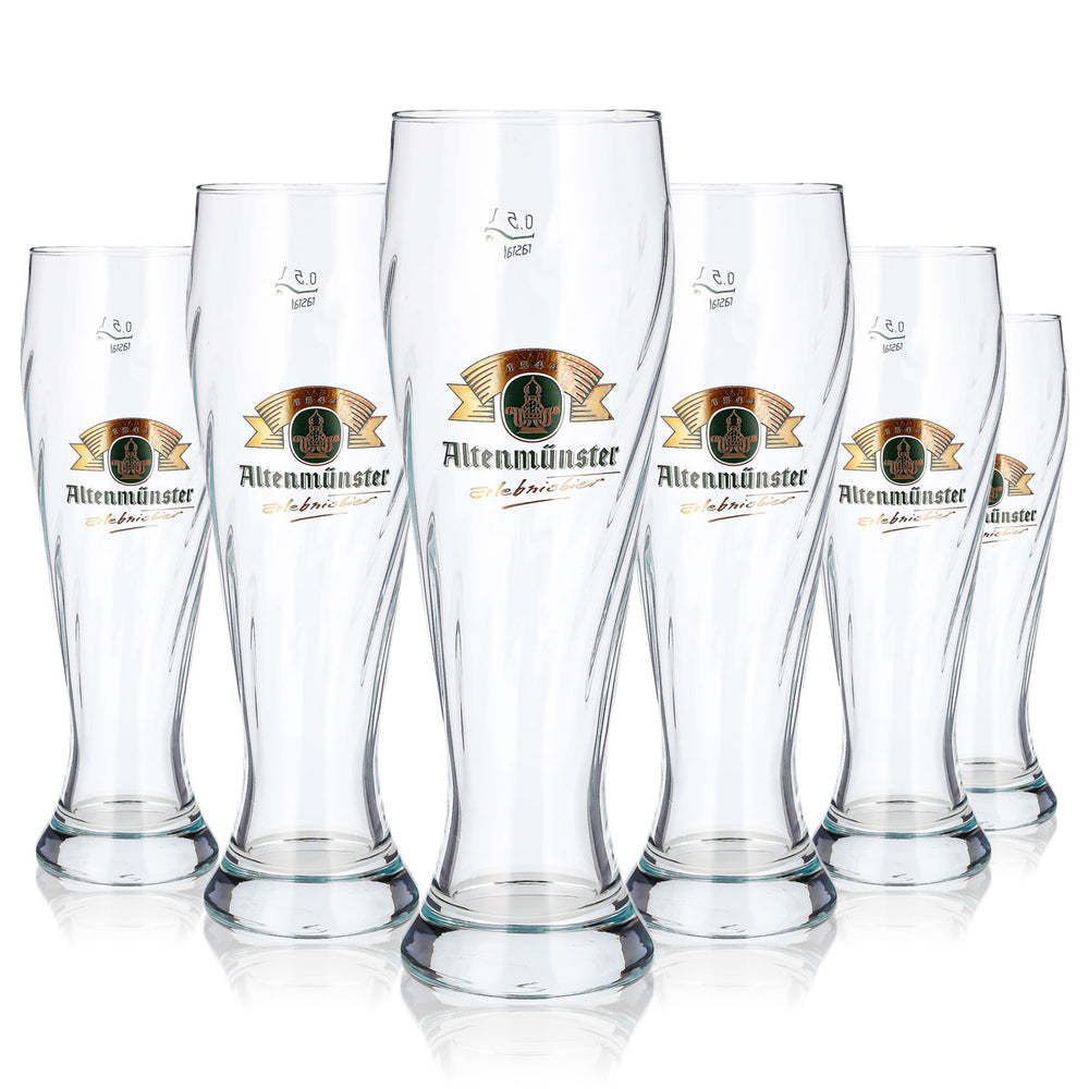 6x Altenmünster Bier Glas 0,5l Weißbierglas Relief Rastal Weizenglas (6er Set)