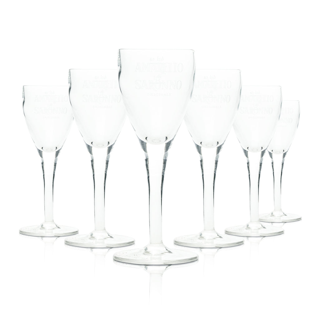 6x Amaretto Saronno Likör Glas 2cl 4cl Schnaps Gläser Stamper Shot Kurze Bar