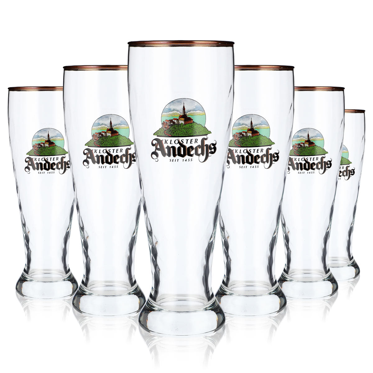 6x Andechs Bier Glas 0,5l Biergläser Gläser Weißbierglas Silberrand – Ansicht 5