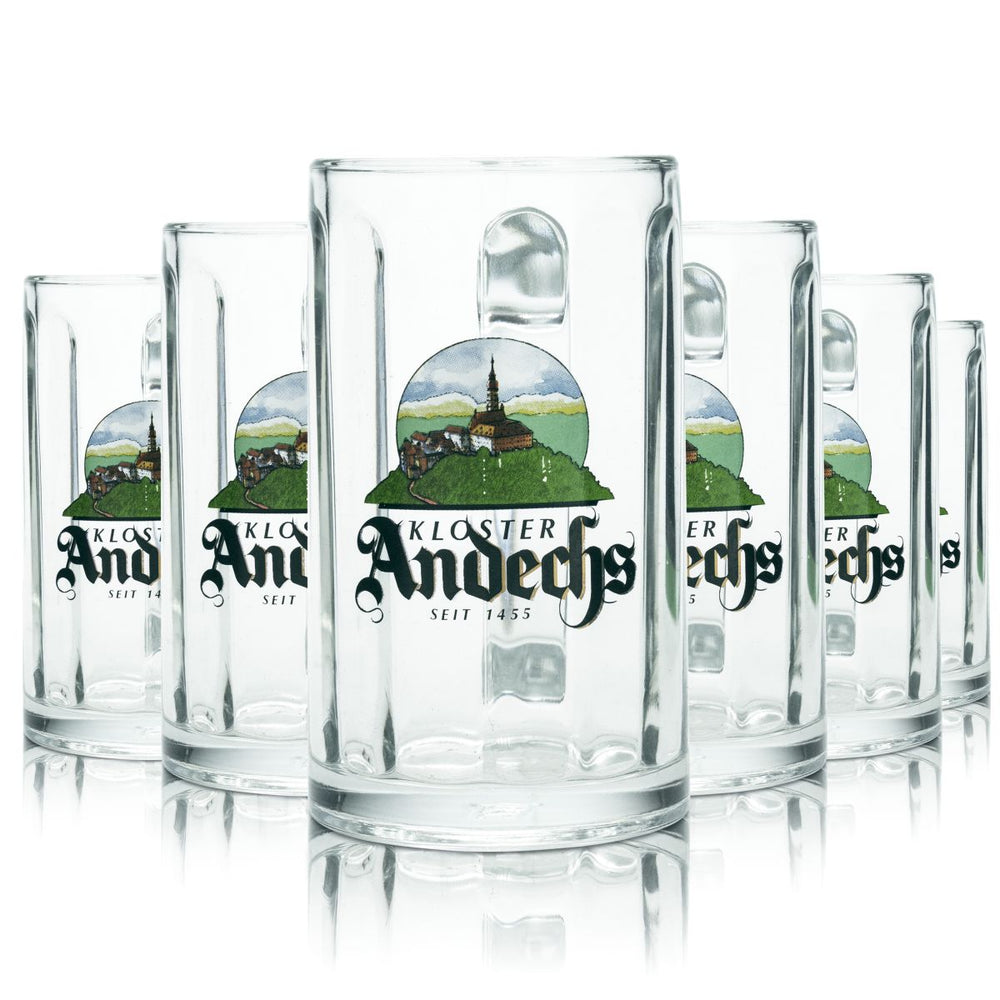 6x Andechs Bierglas 0,2l Konturglas Bierkrug Humpen Seidel Gläser Set Kloster