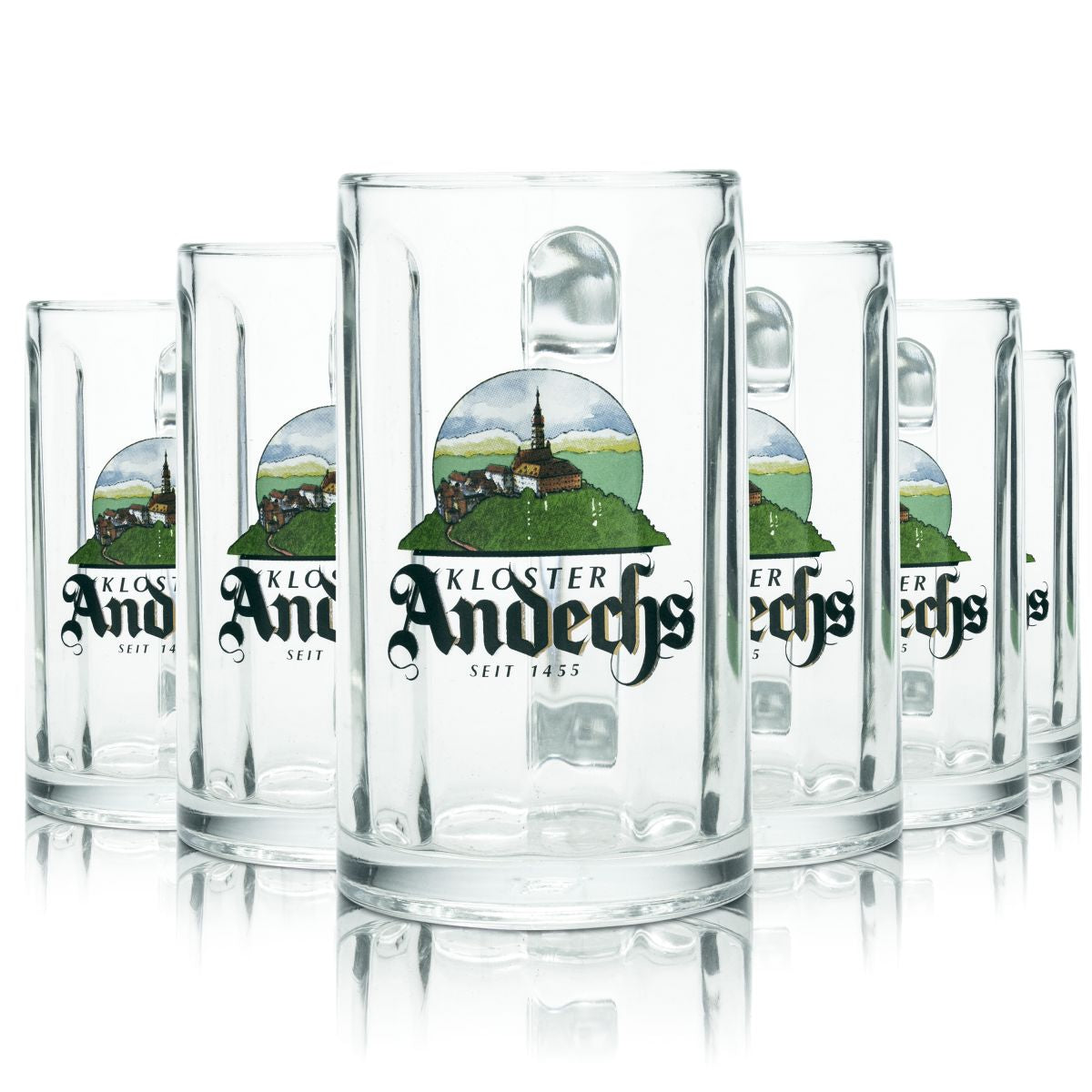 6x Andechs Bierglas 0,2l Konturglas Bierkrug Humpen Seidel Gläser Set Kloster
