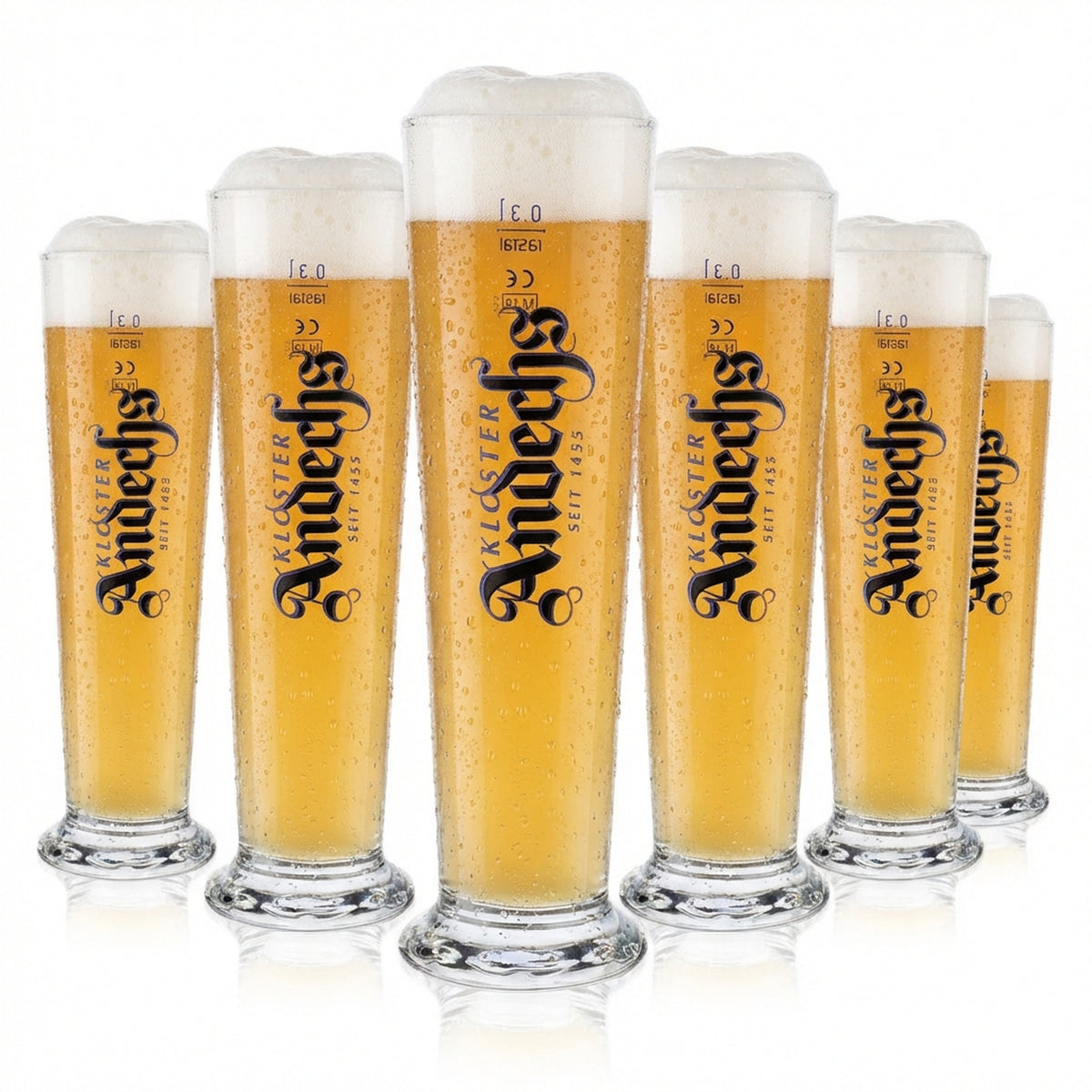 6x Andechs Bierglas 0,3l Biergläser Pokalglas Logo Senkrecht
