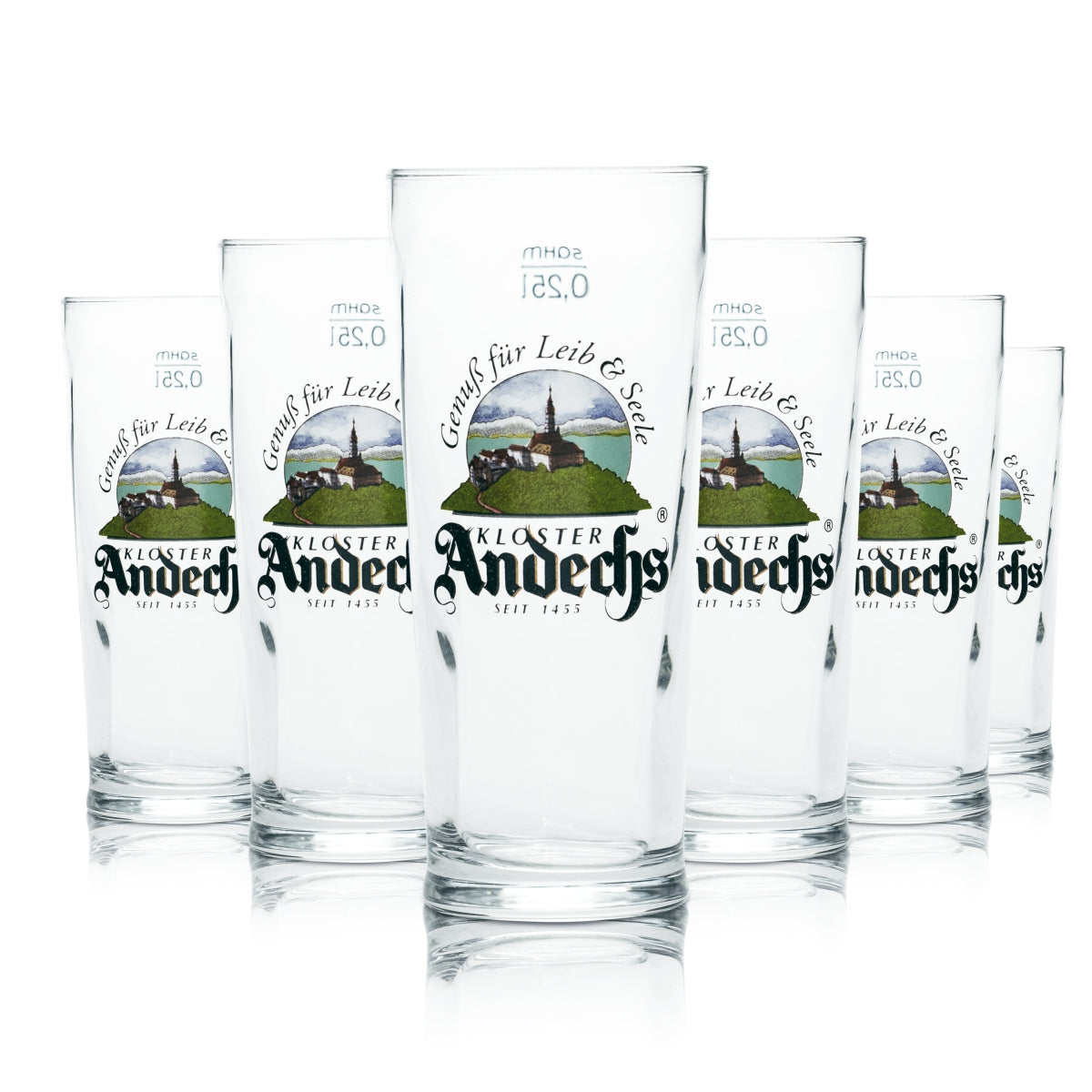 6x Andechs Glas 0,25l Bier Becher Stange Gläser Klosterbrauerei Bockbier Gastro