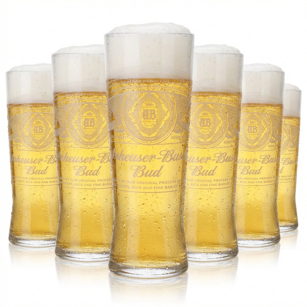 6x Anheuser-Busch Bud Bierglas 0,3l Creed Kontur Gläser Set NEUES DESIGN