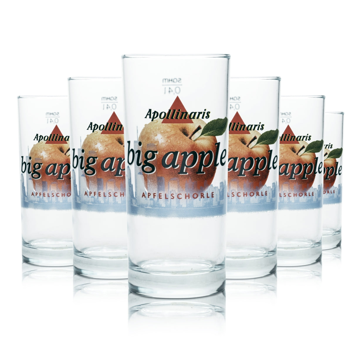 6x Apollinaris Glas 0,4l Becher Gläser Big Apple Apfelschorle Mineralwasser