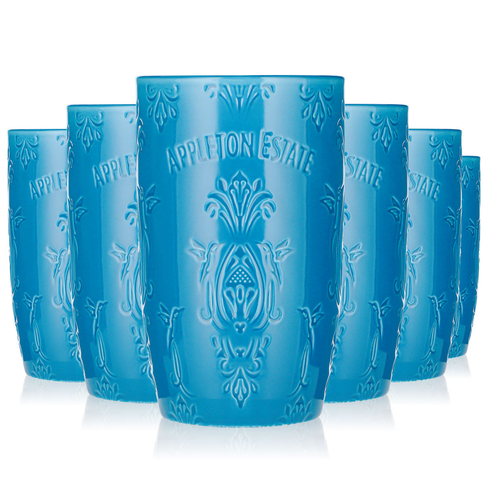 6x Appleton Rum Glas 0,35l Maitai Tiki BLAU KERAMIK ADM Cocktailglas (6er Set)