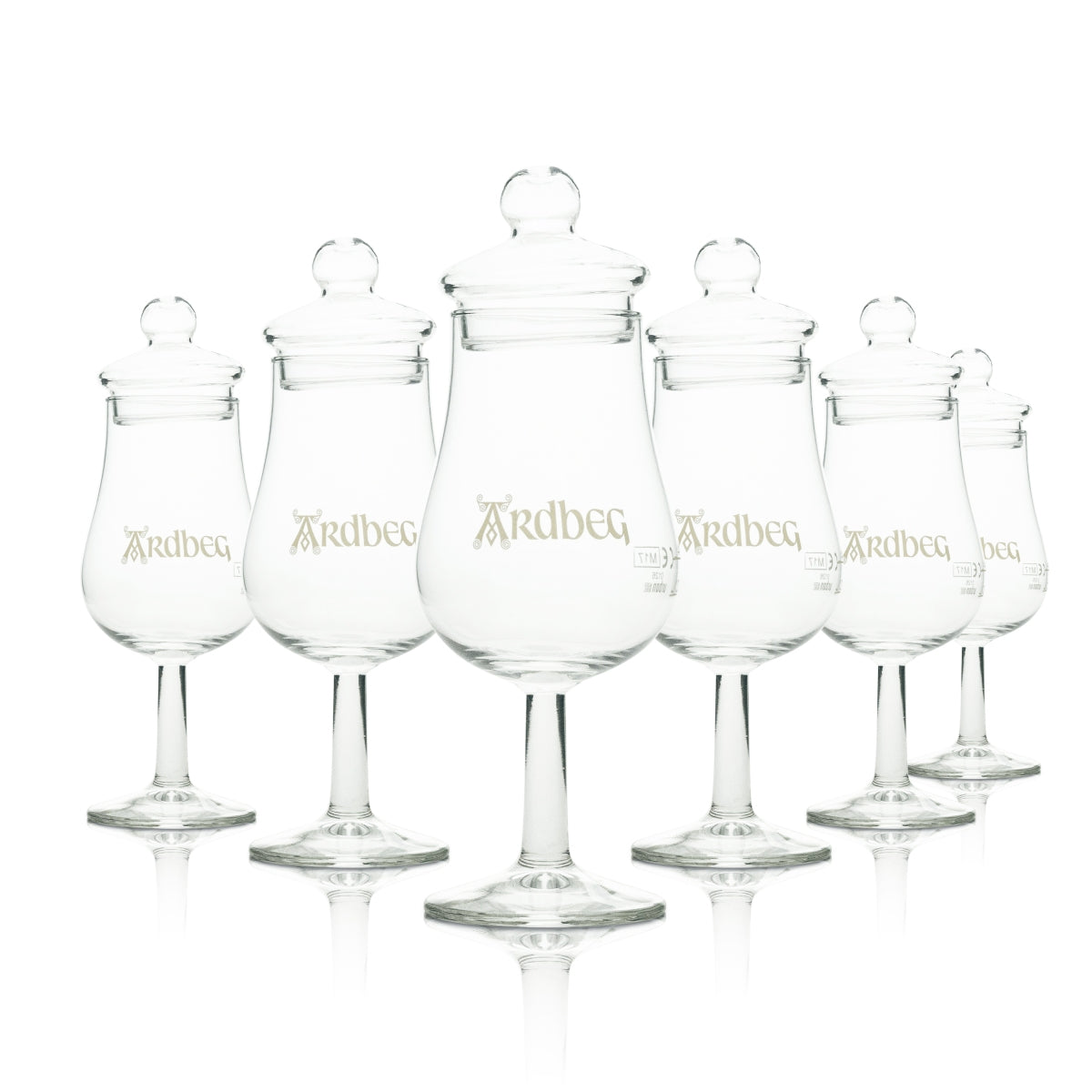 6x Ardbeg Whiskey Glas Tasting 4cl mit Deckel Logo weiß Urban Bar