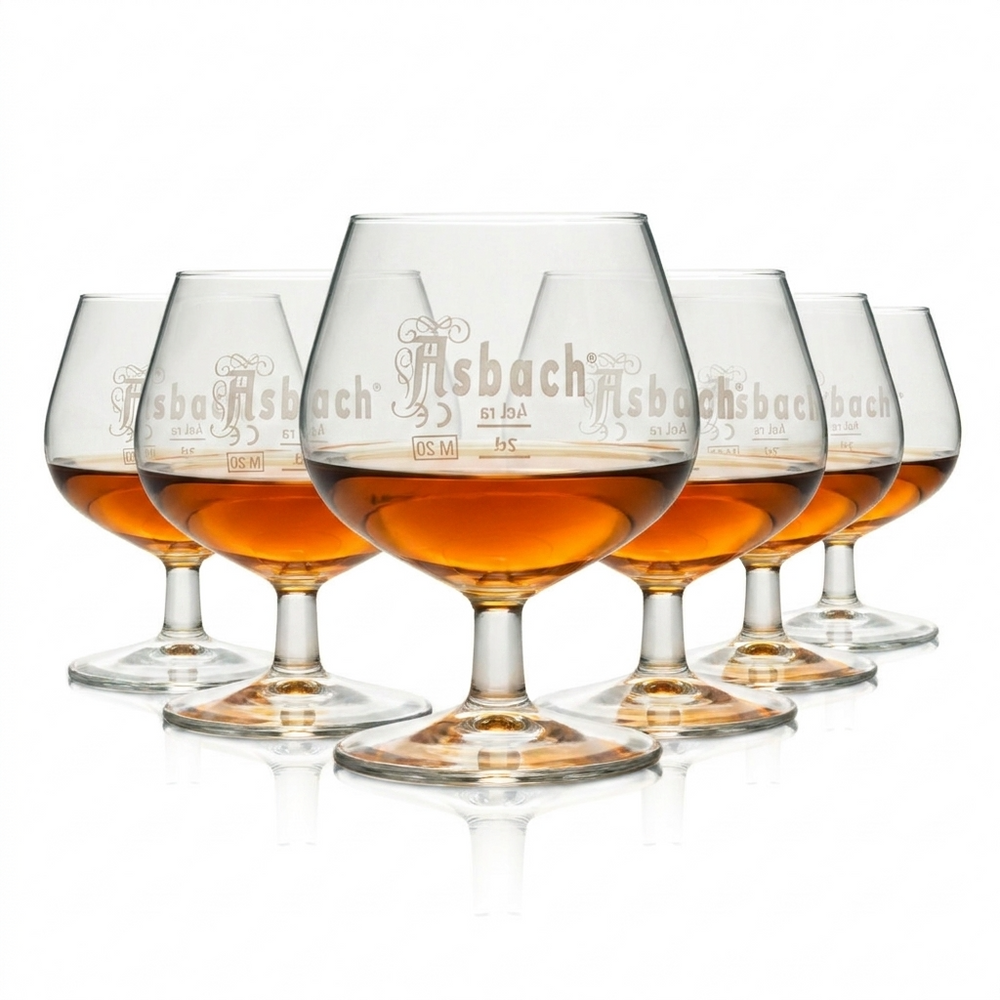 6x Asbach Uralt Glas 0,15l Schwenker Nosing Tasting Cognac Gläser Gastro Geeicht
