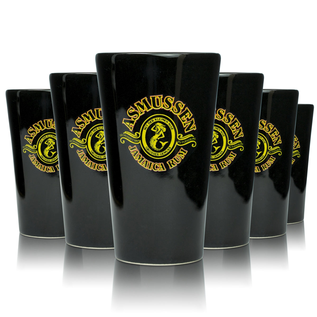 6x Asmussen Tonbecher Glas 0,24l Longdrink Cocktail Gläser Jamaica Rum Aperitif