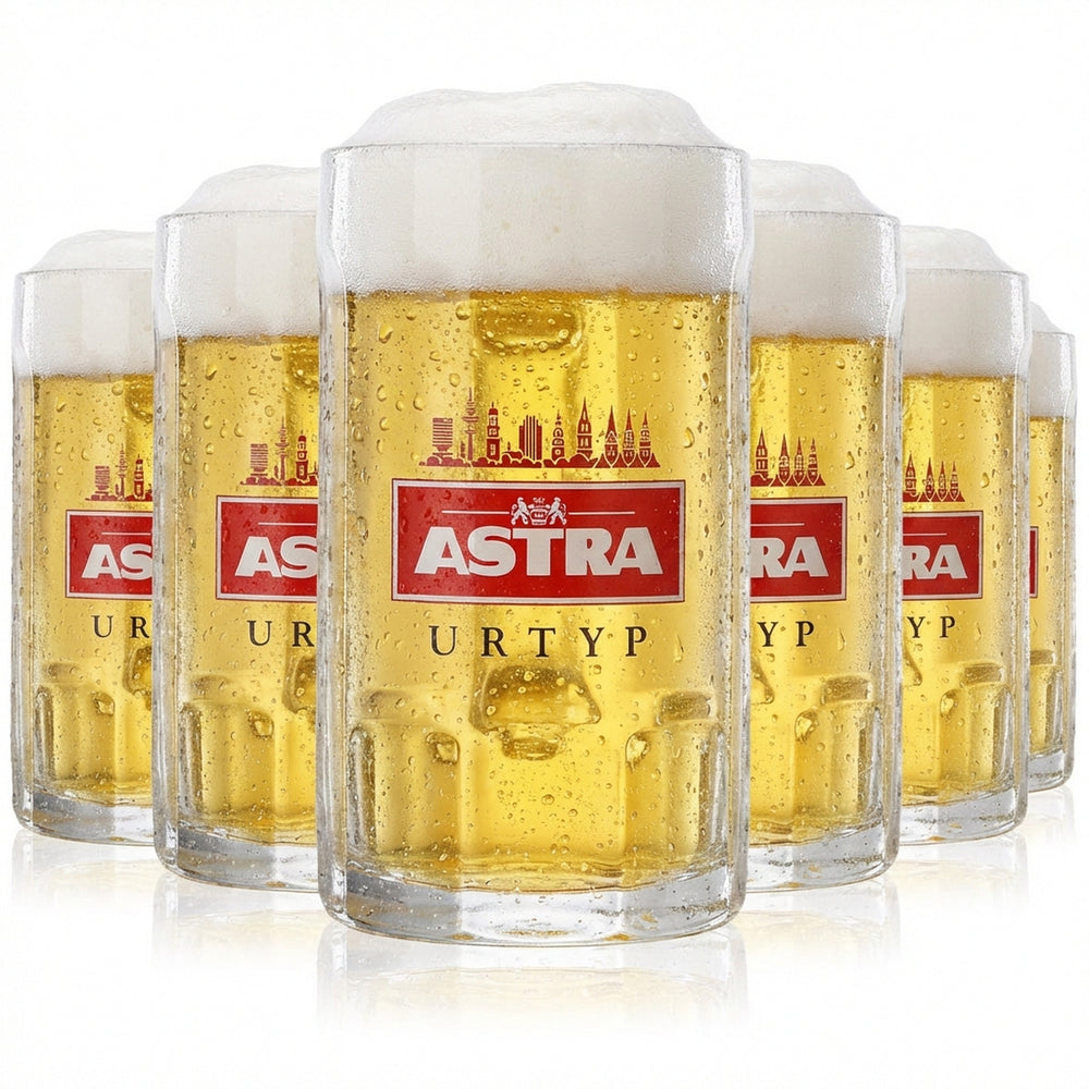 6x Astra Bier Glas 0,25l Krug Kiez "Skyline Hamburg" Sahm Staufeneck