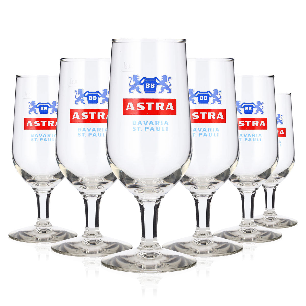 6x Astra Bier Glas 0,2l Tulpe St.Pauli rastal Pokal Bierglas Pokalglas