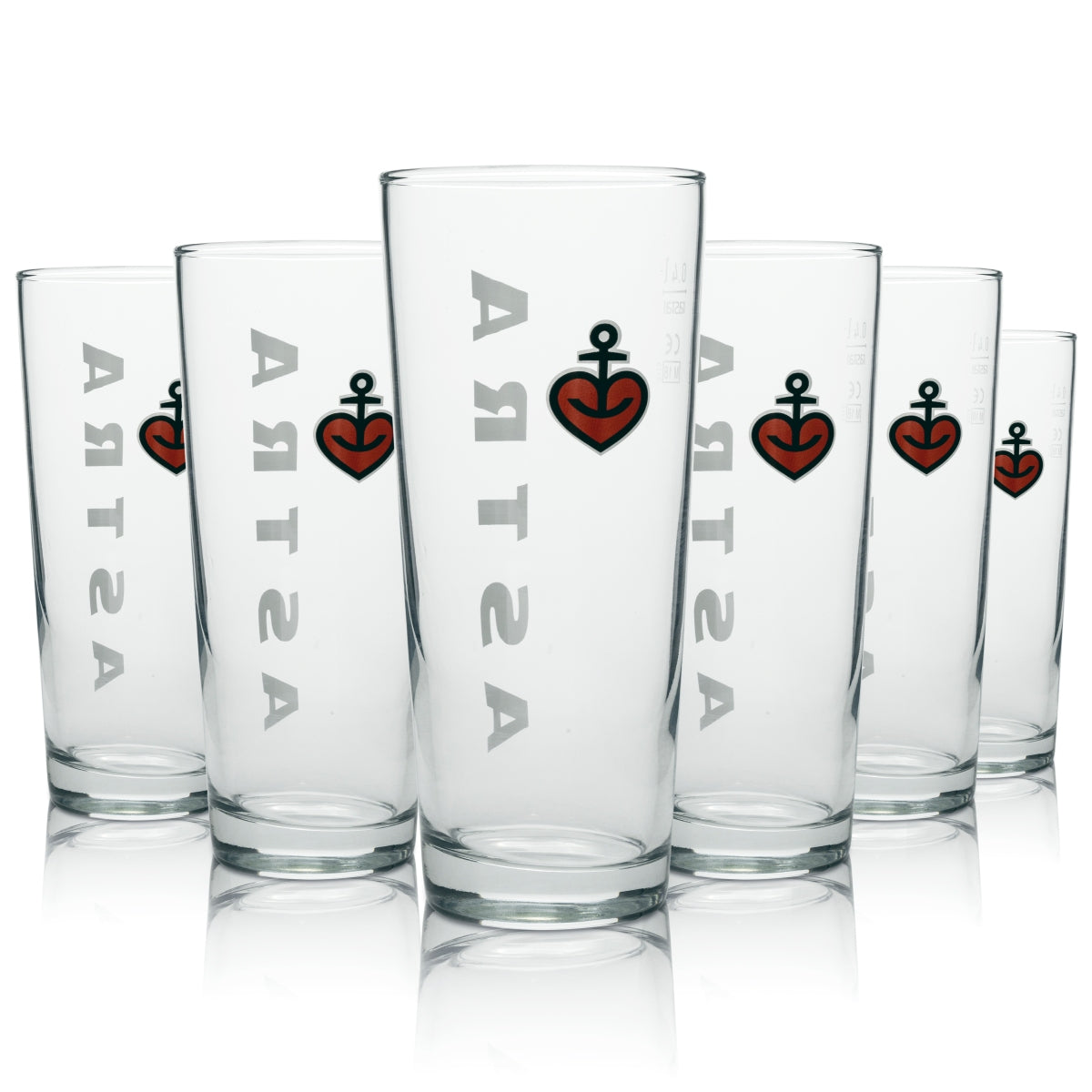 6x Astra Bier Glas Frankonia 400ml rastal