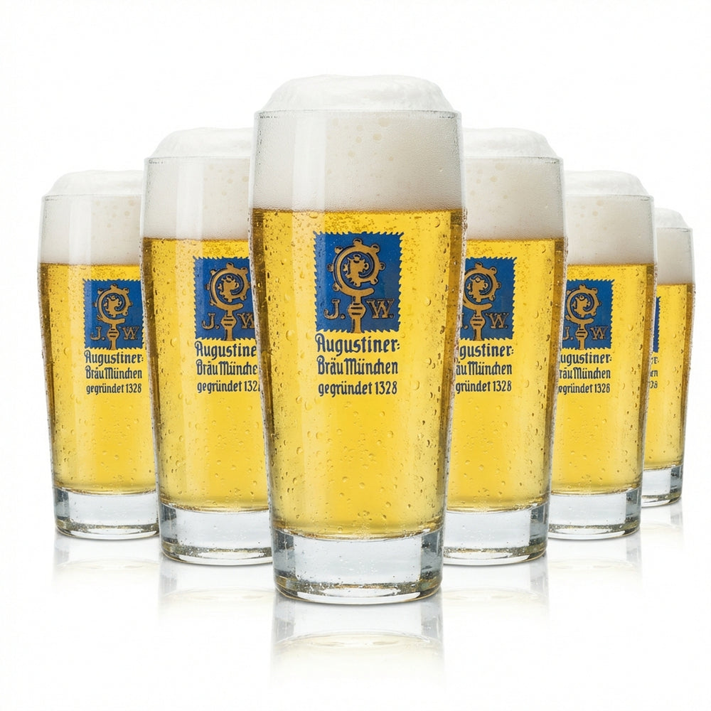 6x Augustiner Bier Glas 0,2l Willi Becher Gläser Bayern Brauerei Beer Helles