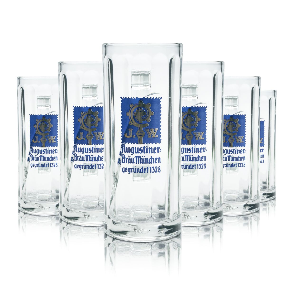 6x Augustiner Glas 0,3l Bierkrug Konturglas Humpen Seidel Gläser Set Brauerei
