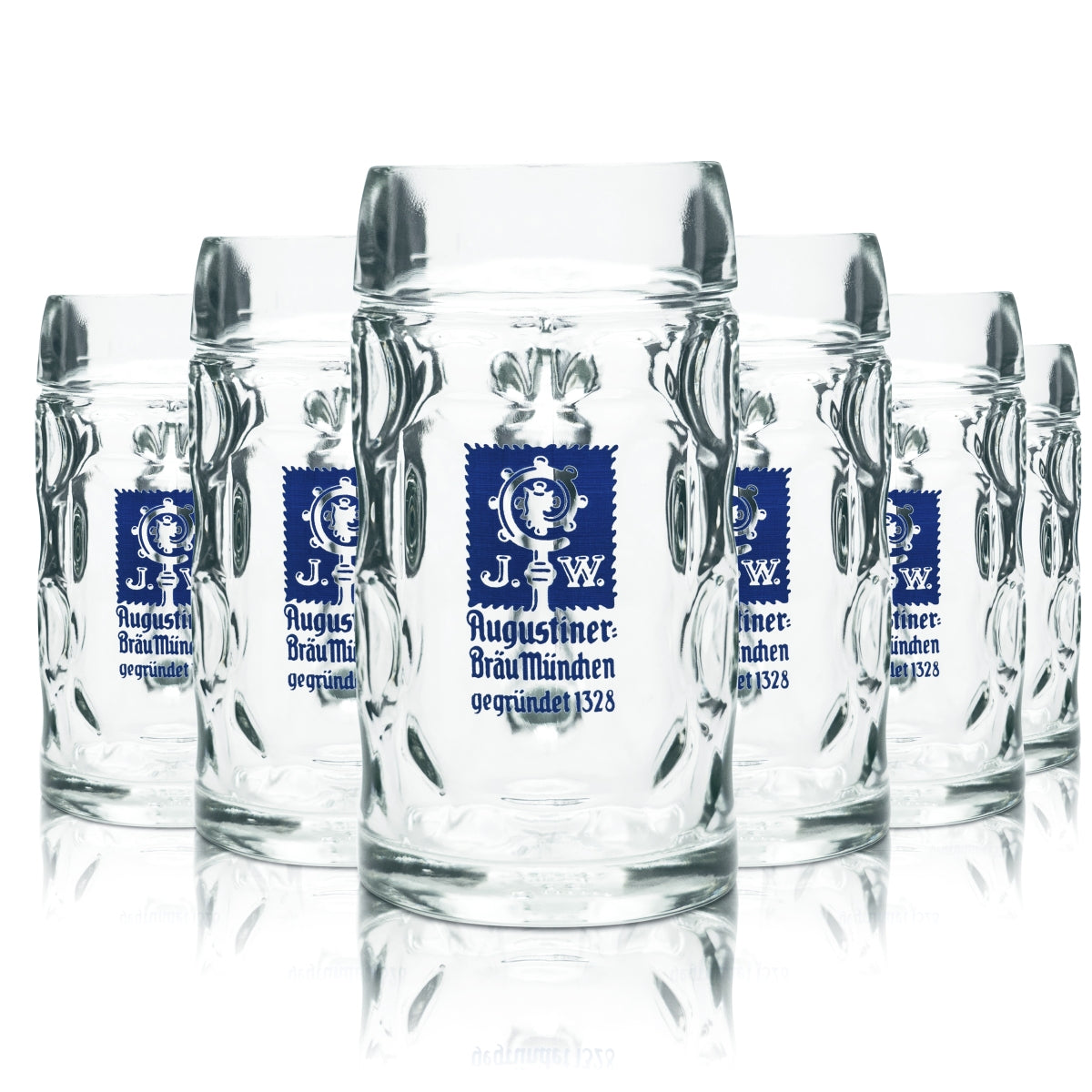 6x Augustiner Glas 0,5l Krug Humpen Seidel Helles Gläser Krüge München Gastro