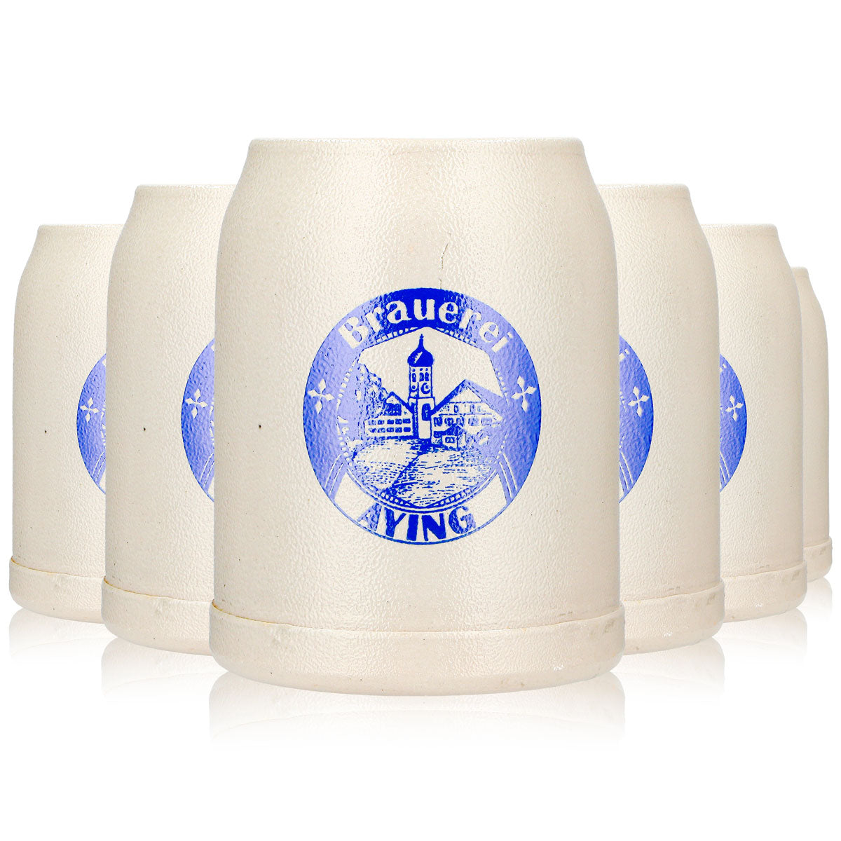 6x Ayinger Bier Glas 0,5l Krug Blaues Logo Brauerei Ton (6er Set)