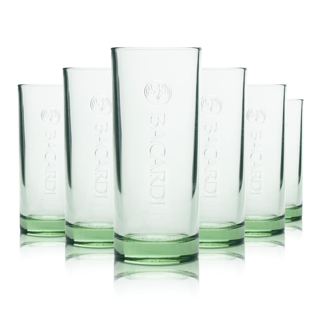 6x Bacardi Glas 0,3l Becher Tumbler Longdrink Cocktail Kontur Gläser Gastro Bar