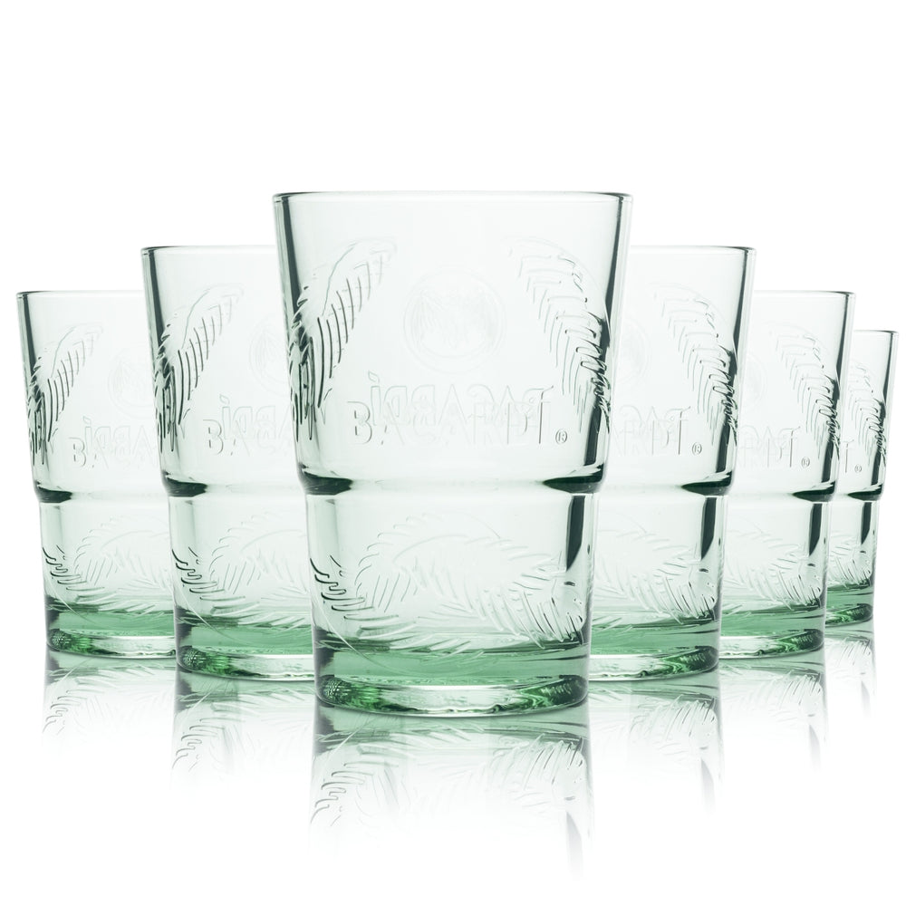 6x Bacardi Glas 0,3l Grüne Longdrink Cocktail Kontur Gläser Cuba Libre Palmen