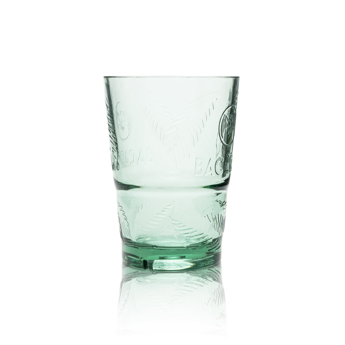 6x Bacardi Kunststoff Mehrwegbecher Glas 0,36l Grüne Longdrinkgläser Palmenmuster – Ansicht 3