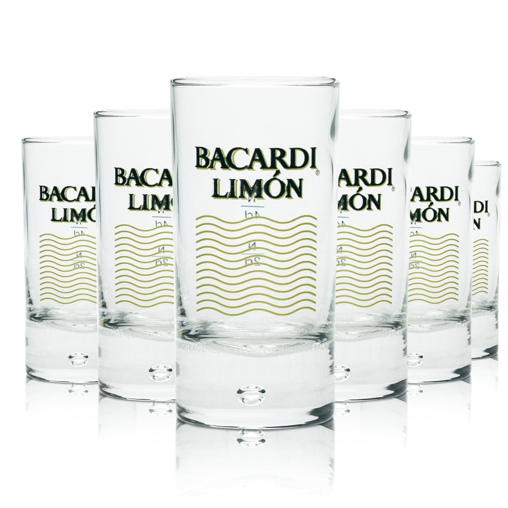 6x Bacardi Limon Rum Glas Shot 2cl 4cl Kurze Gläser Stamper Schnaps Luftperle