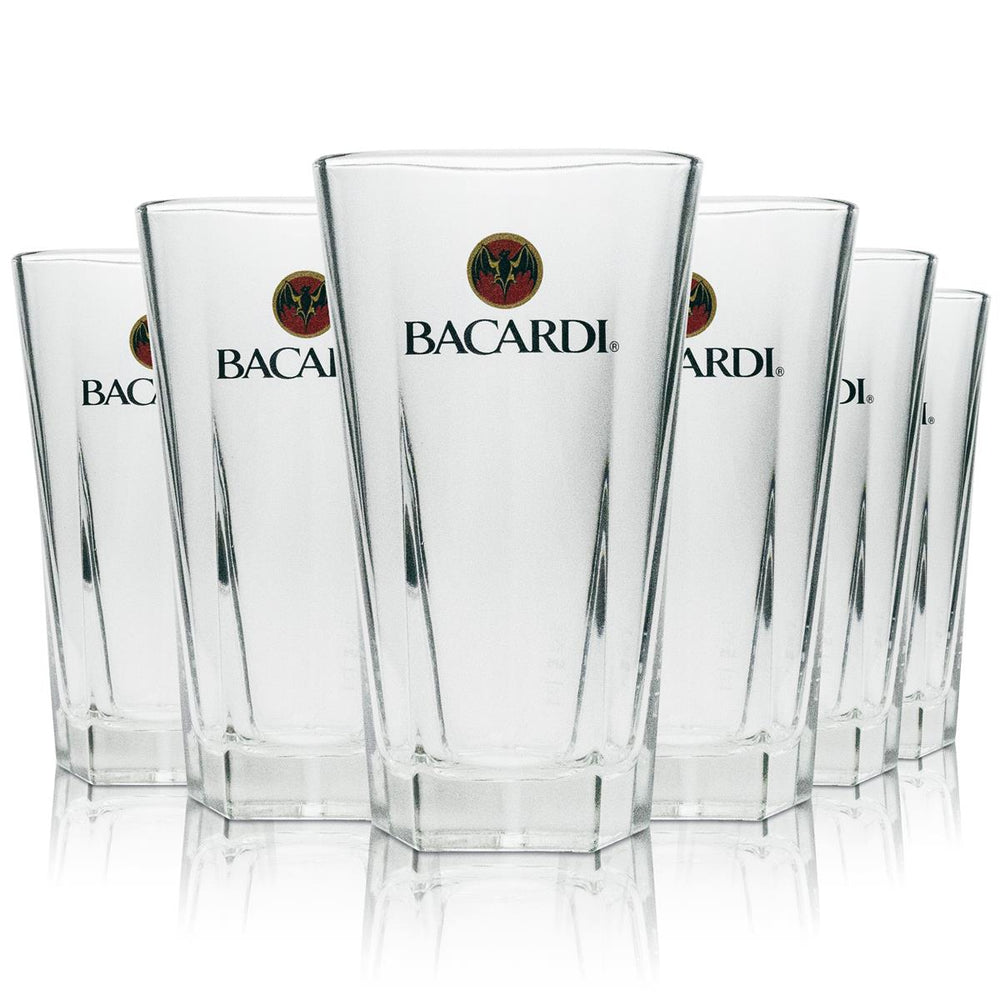 6x Bacardi Rum Glas Longdrink 5eck 355ml