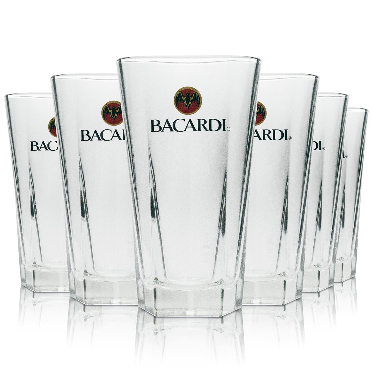 6x Bacardi Rum Glas Longdrink 5eck 355ml