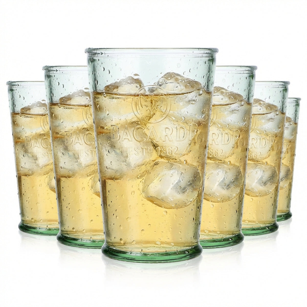 6x Bacardi Rum Glas Rumgläser Gläser Cocktailglas Mojito grün V Form