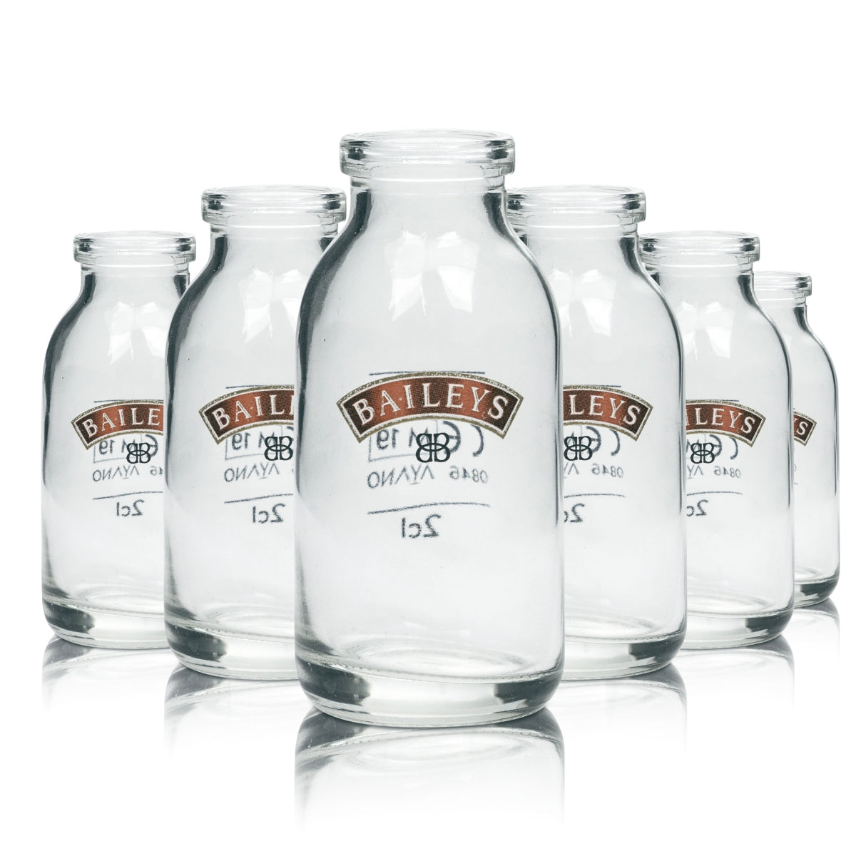 6x Baileys Glas Mini Milchflasche 50ml 2 + 4cl Kurze Schnaps Stamper Shot Gläser