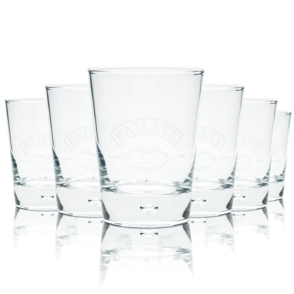 6x Baileys Glas Tumbler Listen to your Lips Luftblase Gläser Air Bubble Boden