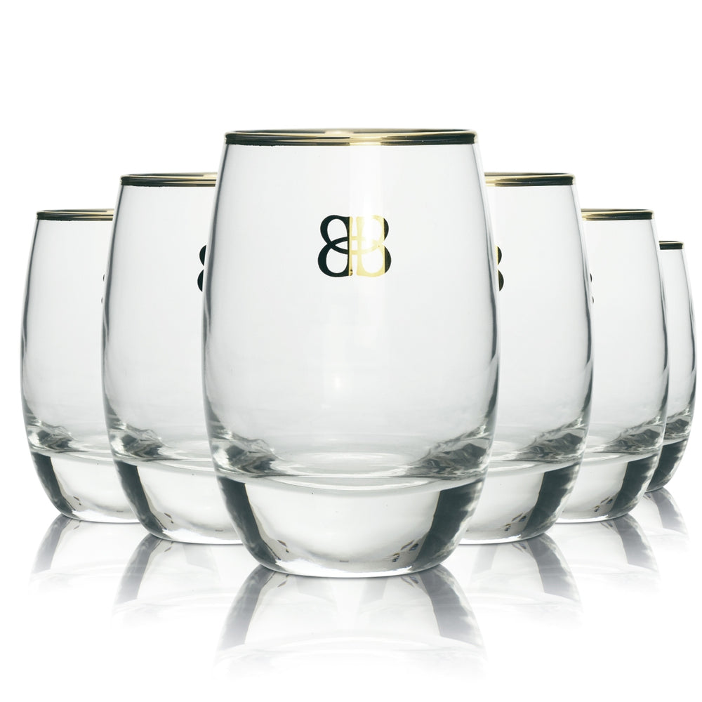 6x Baileys Likör Glas Goldrand Goldlogo Tumbler