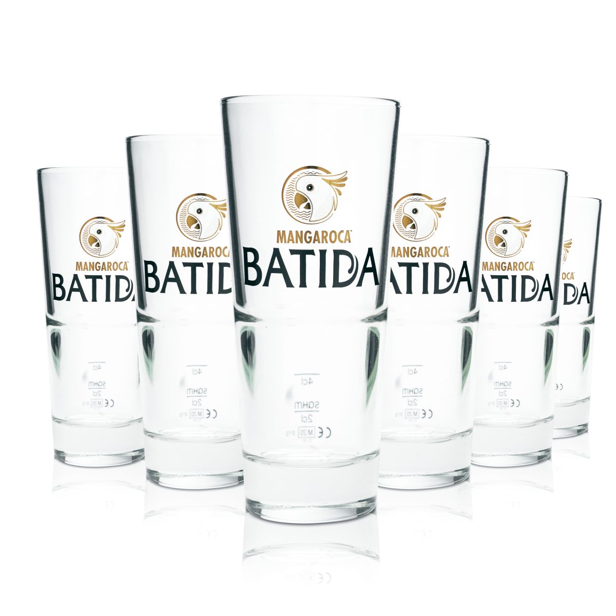 6x Batida de Coco Glas 0,29l Longdrinkgläser Cocktail V-Form Stapelbar Mangaroca
