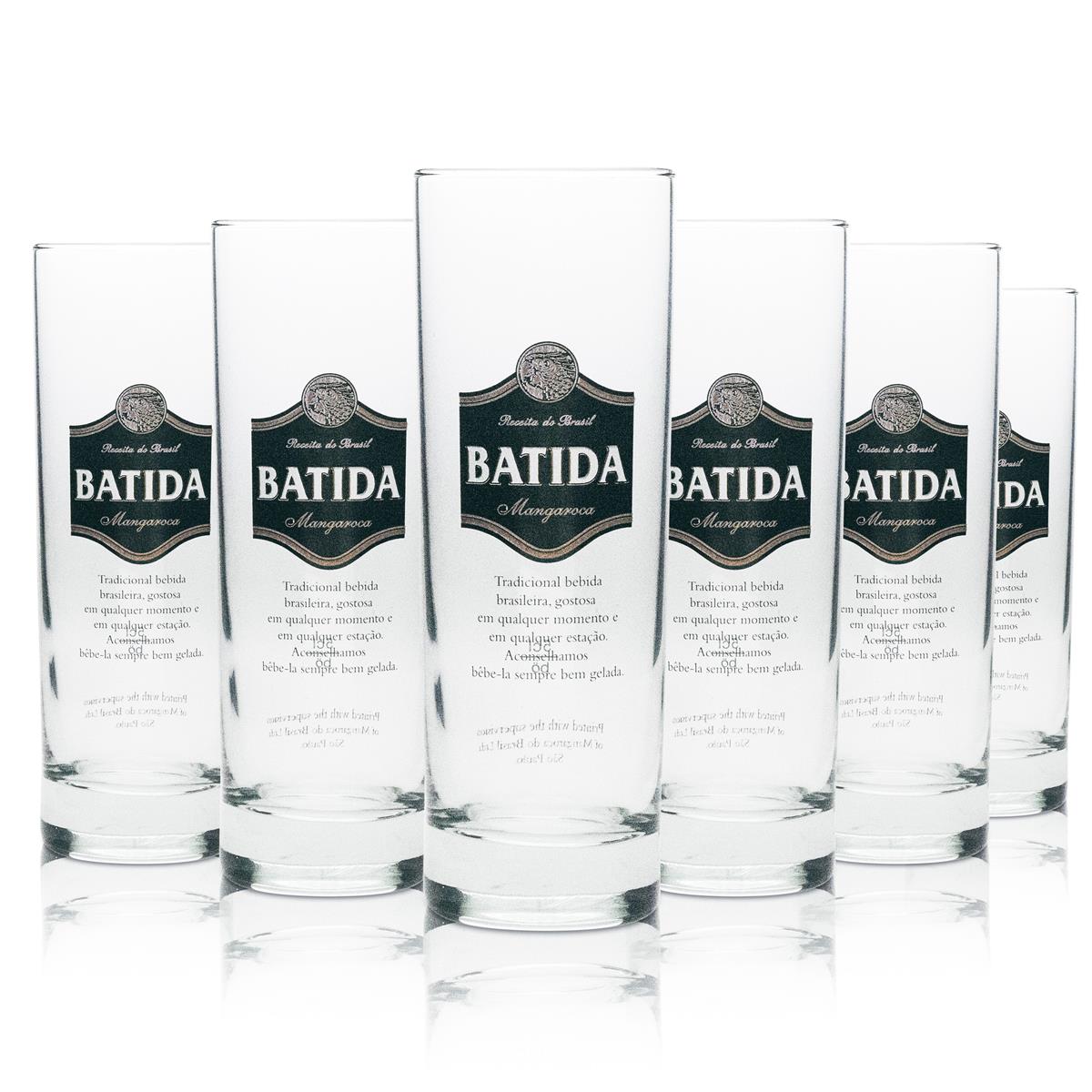 6x Batida de Coco Likör Glas Longdrink schwarzes Logo