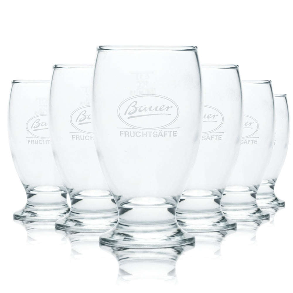 6x Bauer Glas 0,2l Kelch Becher Pokal Gläser Saft Limo Mineral Wasser Gastro