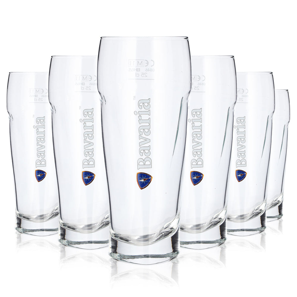 6x Bavaria Bier Glas 0,25l Becher Dreieckiger Boden Kontur Bierglas (6er Set)