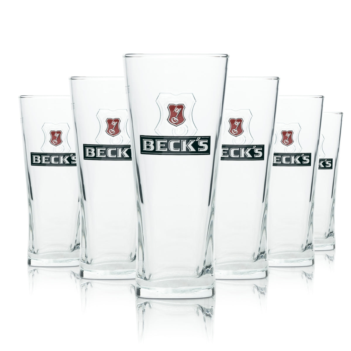 6x Becks Bier Glas 0,2l Biergläser Henry Gläser Becher Relief Logo
