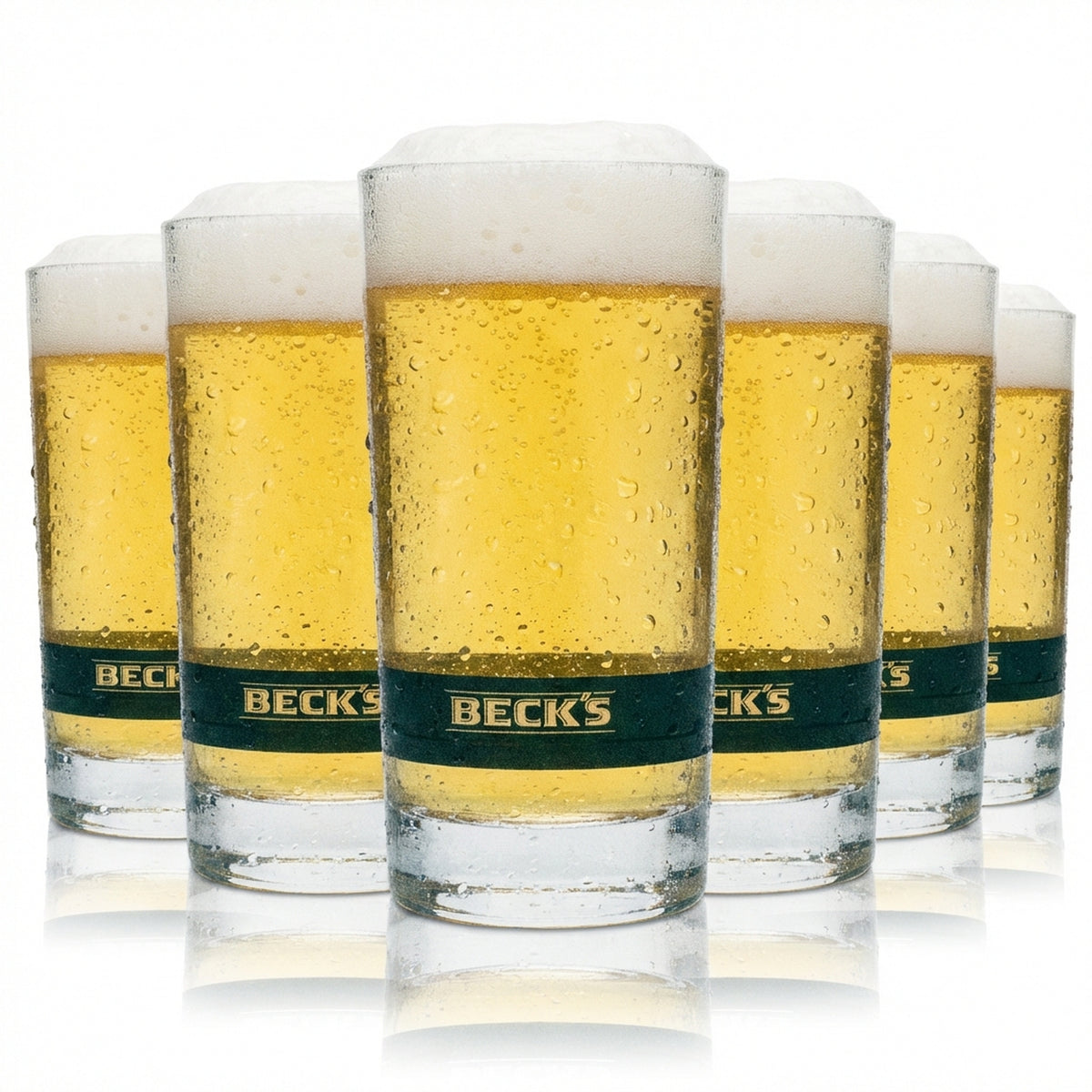 6x Becks Bier Glas Longdrink 250ml grauer Streifen