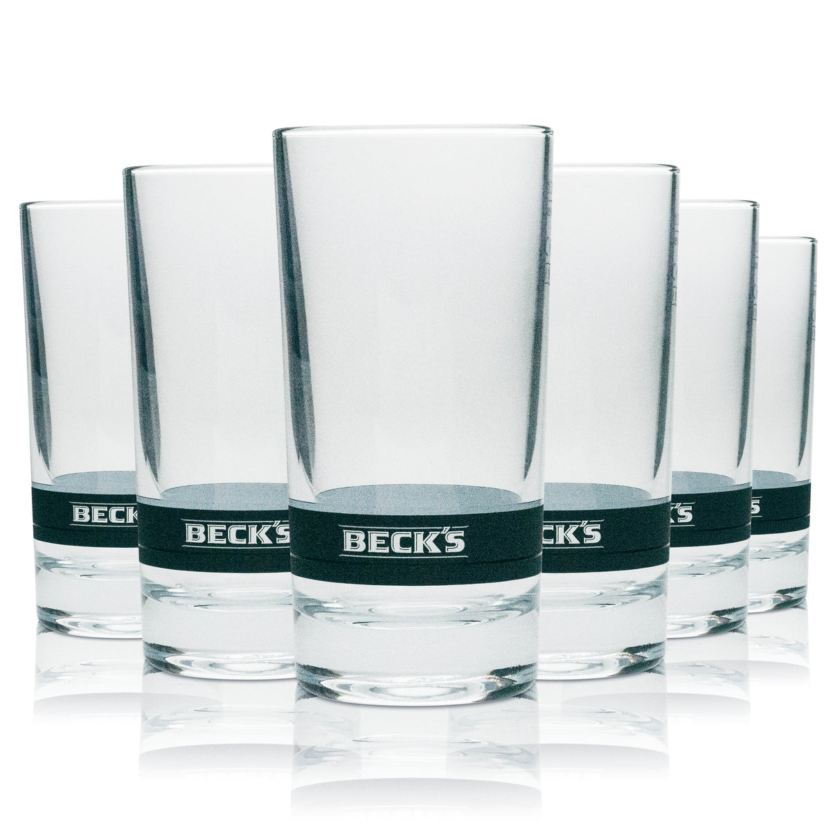 6x Becks Bier Glas Longdrink 250ml grauer Streifen – Ansicht 4