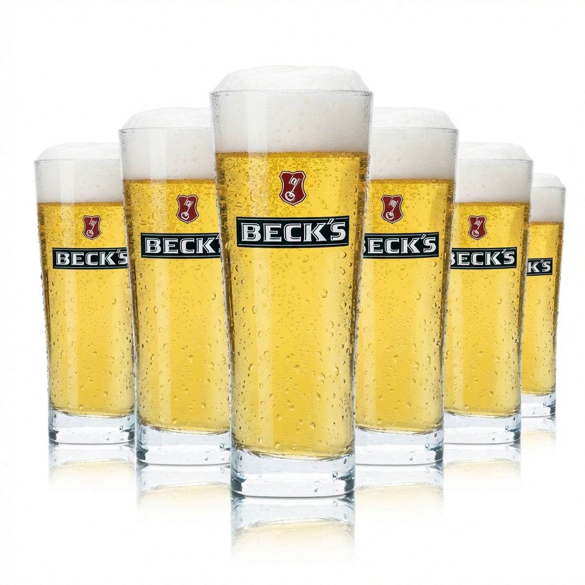 6x Becks Glas 0,4l Kontur Henry Bier Becher Pokal Gläser Geeicht Gastro Beer
