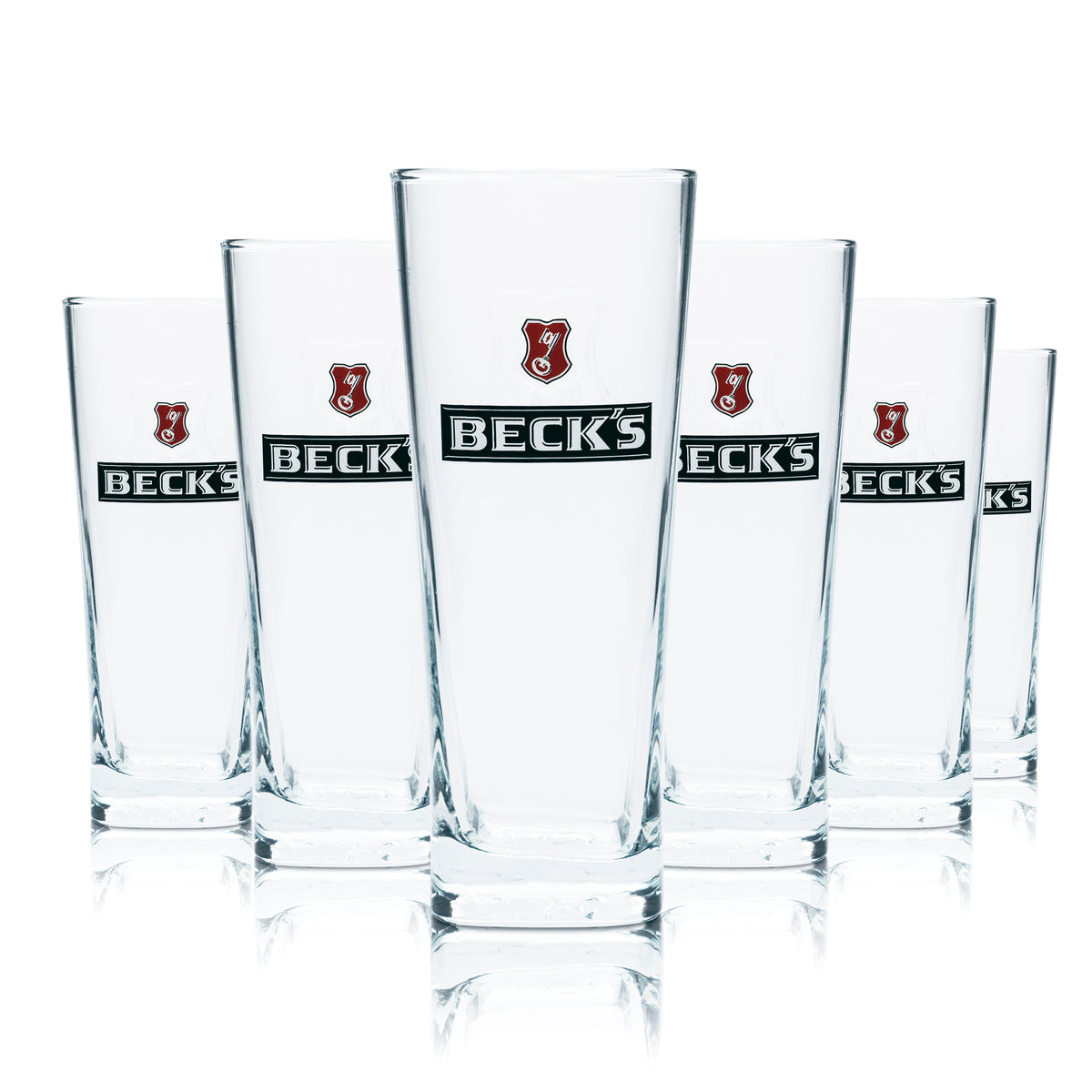 6x Becks Glas 0,4l Kontur Henry Bier Becher Pokal Gläser Geeicht Gastro Beer – Ansicht 6