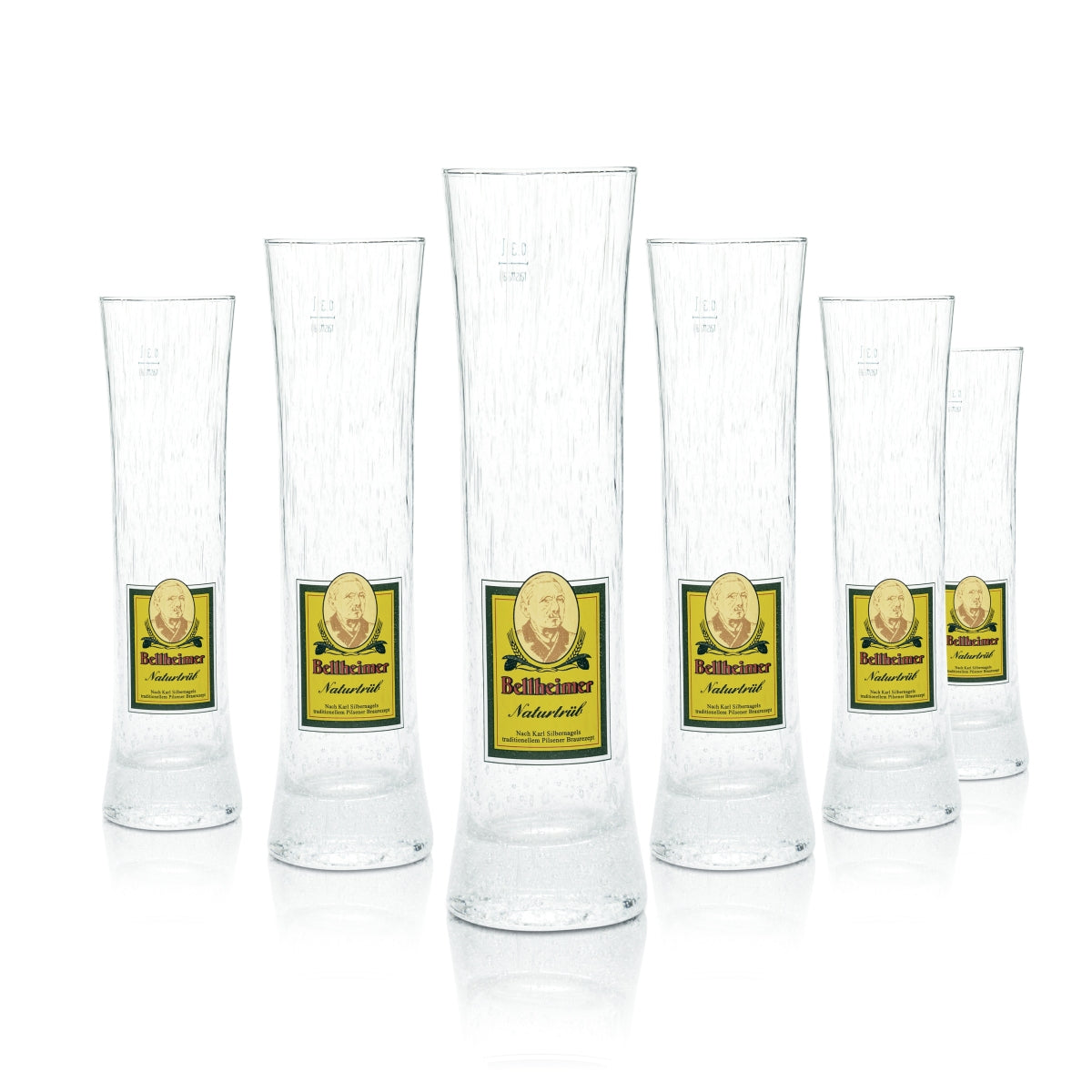 6x Bellheimer Glas 0,3l Bier Pokal Pils Stange Naturtrüb Frosted Eis Gläser Bräu