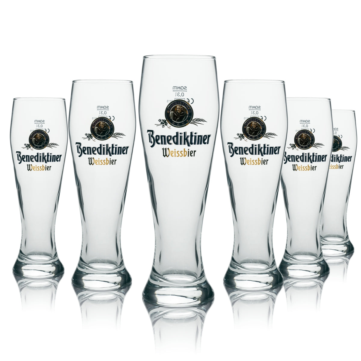 6x Benediktiner Glas 0,3l Weißbier Hefe Kristall Weizen Gläser Gastro Geeicht