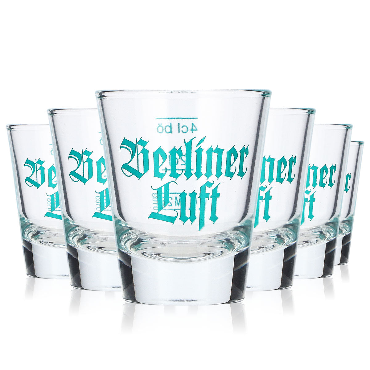 6x Berliner Luft Tequila Glas 2cl + 4cl Shotglas Türkises Logo