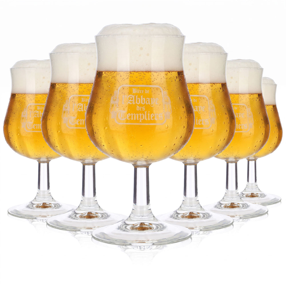 6x Biere d’Abbaye Bier Glas 0,38l Tulpe Kelch Ritter Logo Weißer (6er Set)