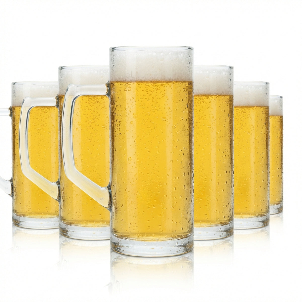 6x Bierkrug 0,3l Glas Seidel "Reno" Borgonovo Marken Gläser Henkel Humpen