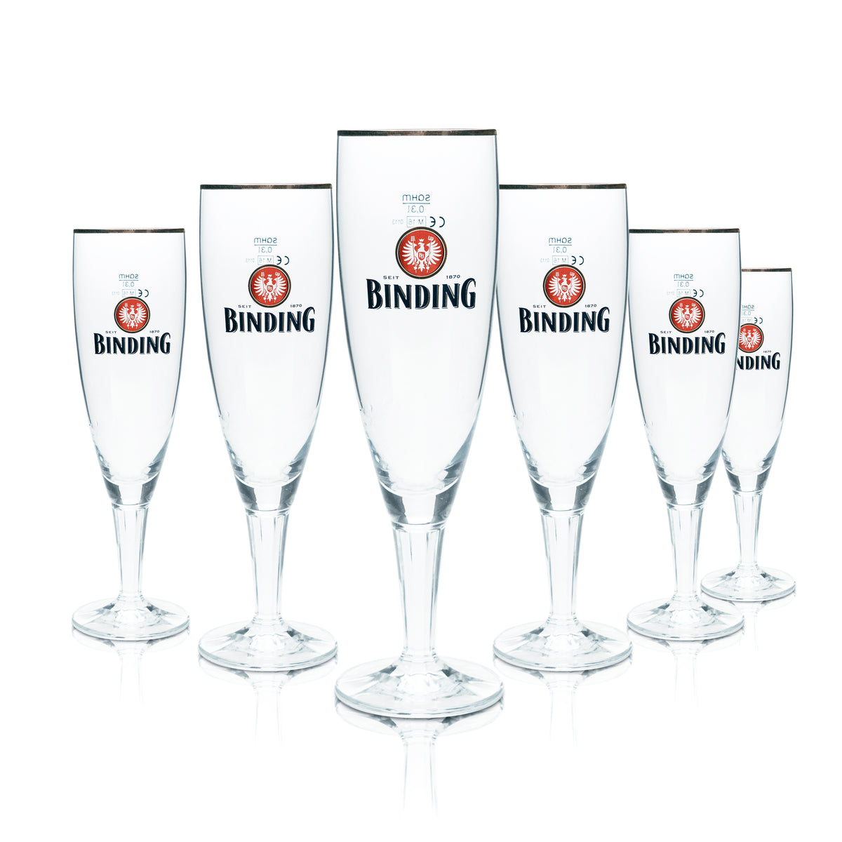 6x Binding Bier Glas 0,3l Pokal Tulpe Goldrand Gläser Gastro Kneipe Brauerei Bar – Ansicht 6