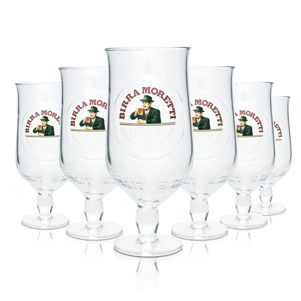 6x Birra Moretti Bierglas 0,5l Pokal Tulpe L'Autentica Italienische Biergläser