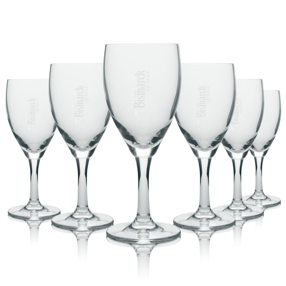 6x Bismarck Wasser Glas Wasserkelch horizontale Schrift Ritzenhoff