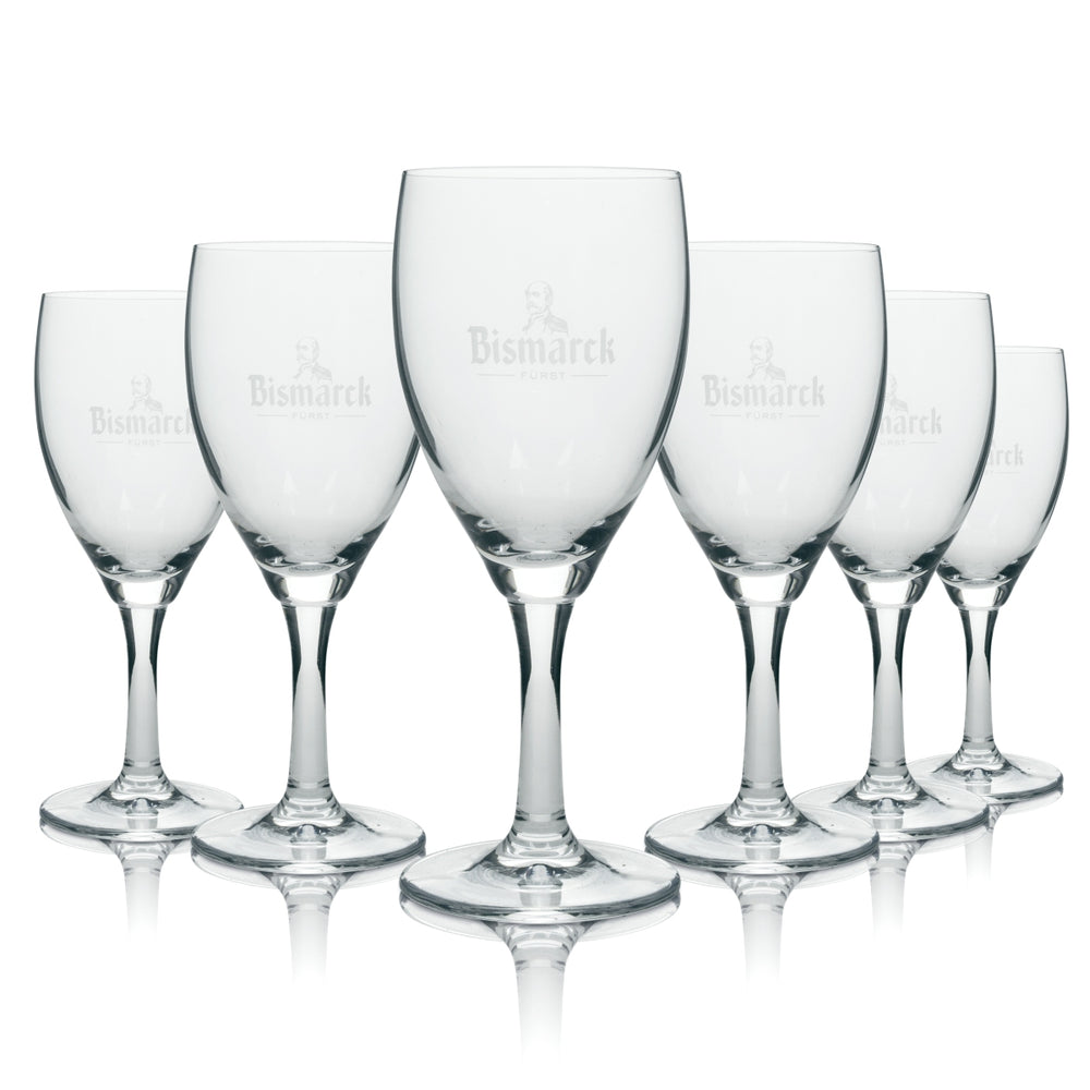 6x Bismarck Wasser Glas Wasserkelch weiße Schrift mit Kopf Ritzenhoff 26cl